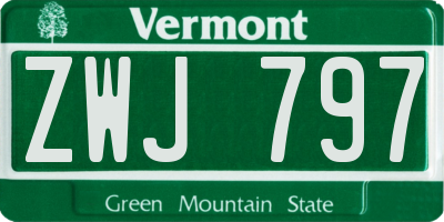 VT license plate ZWJ797