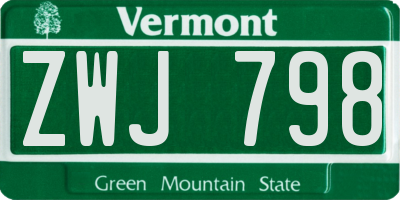 VT license plate ZWJ798