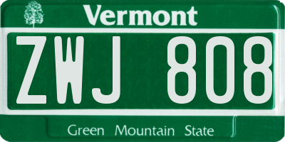 VT license plate ZWJ808