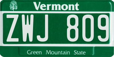 VT license plate ZWJ809