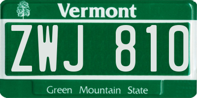 VT license plate ZWJ810
