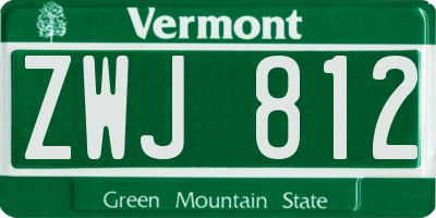 VT license plate ZWJ812