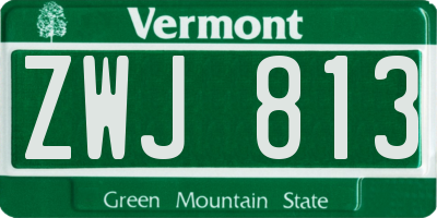 VT license plate ZWJ813