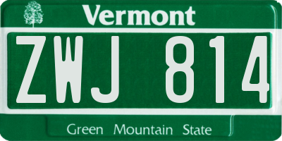 VT license plate ZWJ814