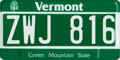 VT license plate ZWJ816