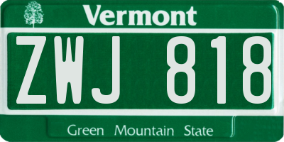 VT license plate ZWJ818