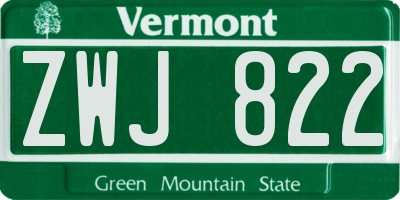 VT license plate ZWJ822