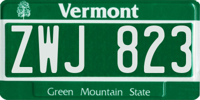 VT license plate ZWJ823