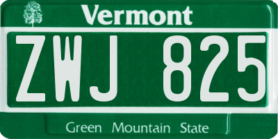 VT license plate ZWJ825