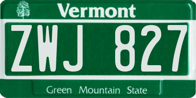 VT license plate ZWJ827