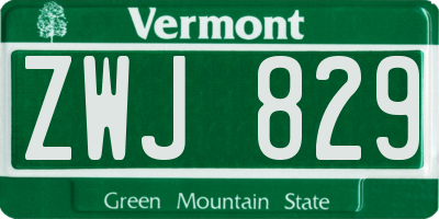 VT license plate ZWJ829