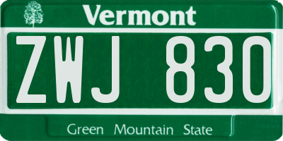 VT license plate ZWJ830