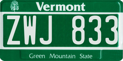 VT license plate ZWJ833