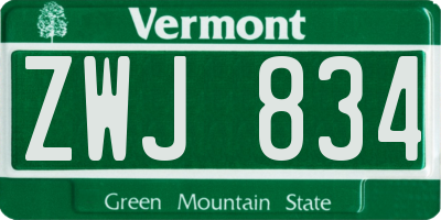 VT license plate ZWJ834