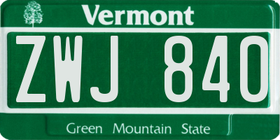 VT license plate ZWJ840