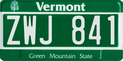 VT license plate ZWJ841