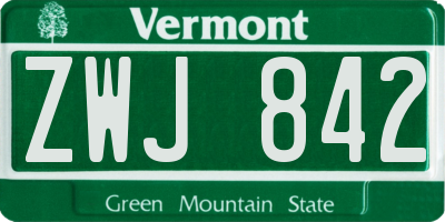 VT license plate ZWJ842