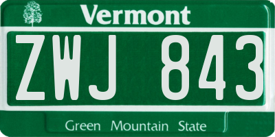 VT license plate ZWJ843