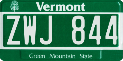VT license plate ZWJ844