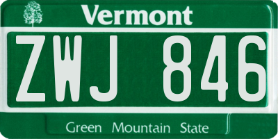 VT license plate ZWJ846