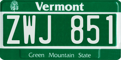 VT license plate ZWJ851