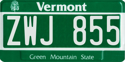 VT license plate ZWJ855