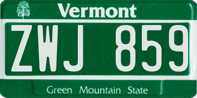 VT license plate ZWJ859