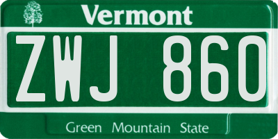 VT license plate ZWJ860