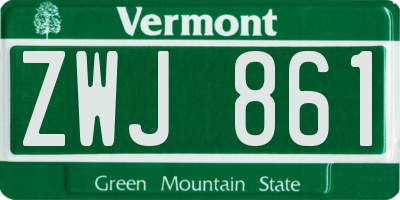 VT license plate ZWJ861