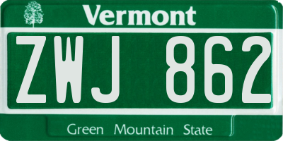 VT license plate ZWJ862