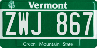 VT license plate ZWJ867