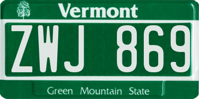 VT license plate ZWJ869