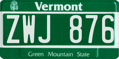 VT license plate ZWJ876