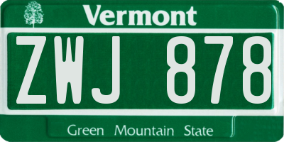 VT license plate ZWJ878