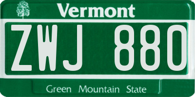 VT license plate ZWJ880