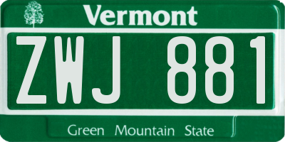 VT license plate ZWJ881