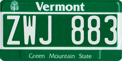 VT license plate ZWJ883