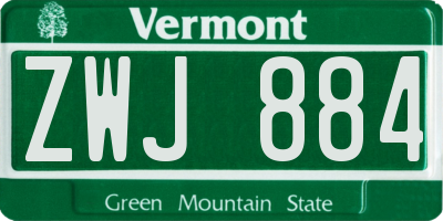 VT license plate ZWJ884