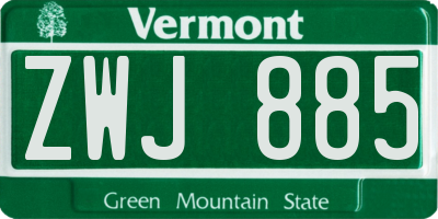 VT license plate ZWJ885