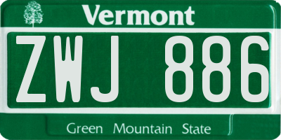 VT license plate ZWJ886