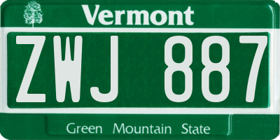 VT license plate ZWJ887