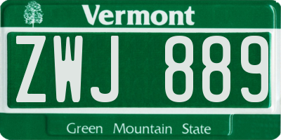VT license plate ZWJ889