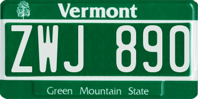 VT license plate ZWJ890