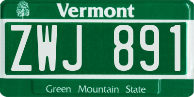 VT license plate ZWJ891