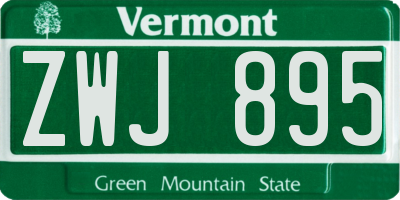 VT license plate ZWJ895