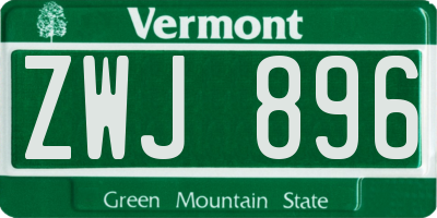 VT license plate ZWJ896