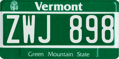 VT license plate ZWJ898