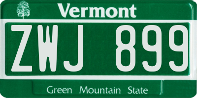 VT license plate ZWJ899