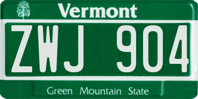 VT license plate ZWJ904