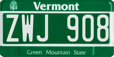 VT license plate ZWJ908